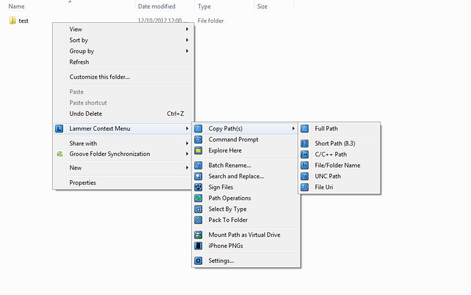Lammer Context Menu - Screenshot #7