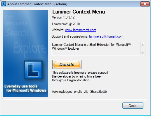 Lammer Context Menu - Screenshot #1