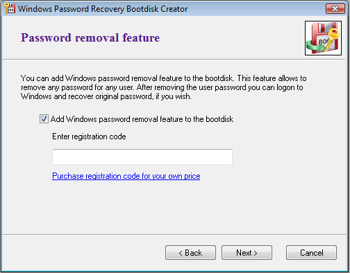 Windows Password Recovery Bootdisk Creator - Screenshot #3