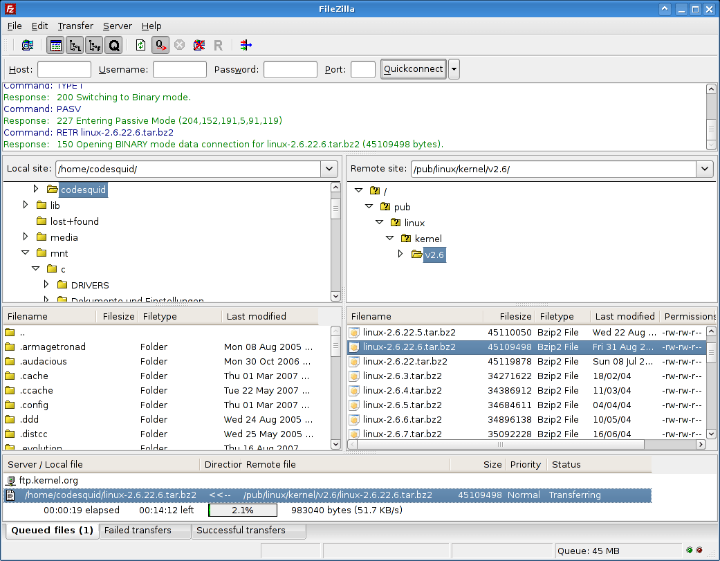 filezilla tftp client setup