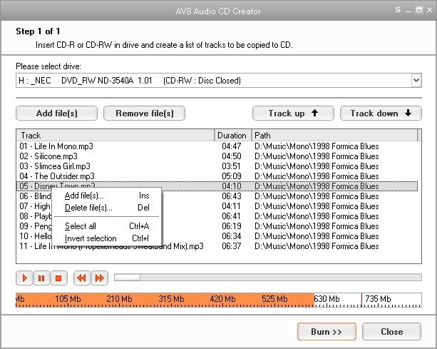 AVS Audio CD Creator - Screenshot #3