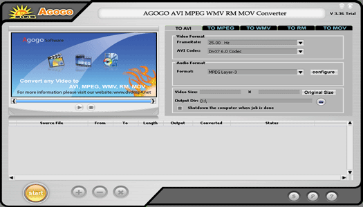 Agogo AVI MPEG WMV RM MOV Converter - Screenshot #4