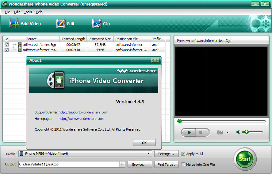 Wondershare iPhone Video Converter - Screenshot #1
