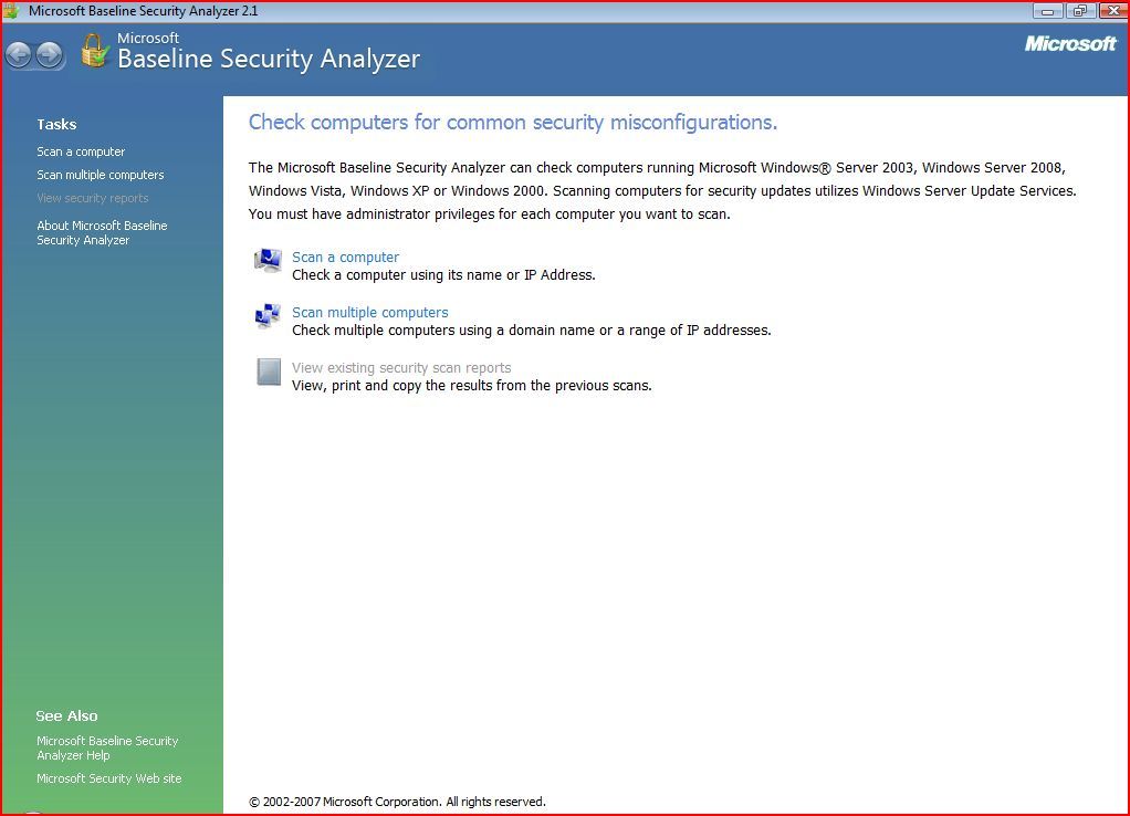 Microsoft Baseline Security Analyzer - Screenshot #3