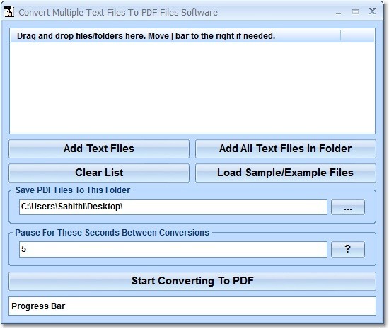 Convert Multiple Text Files To PDF Files Software - Screenshot #1