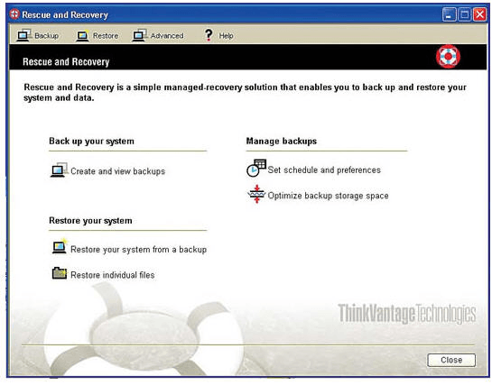 IBM Rescue and Recovery - Screenshot #3