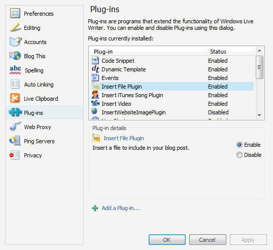 Insert File Plugin for Windows Live Writer - Screenshot #2