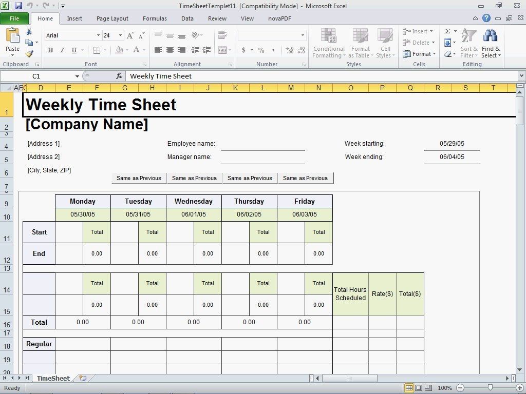 Excel Timesheet Template Software - Screenshot #3