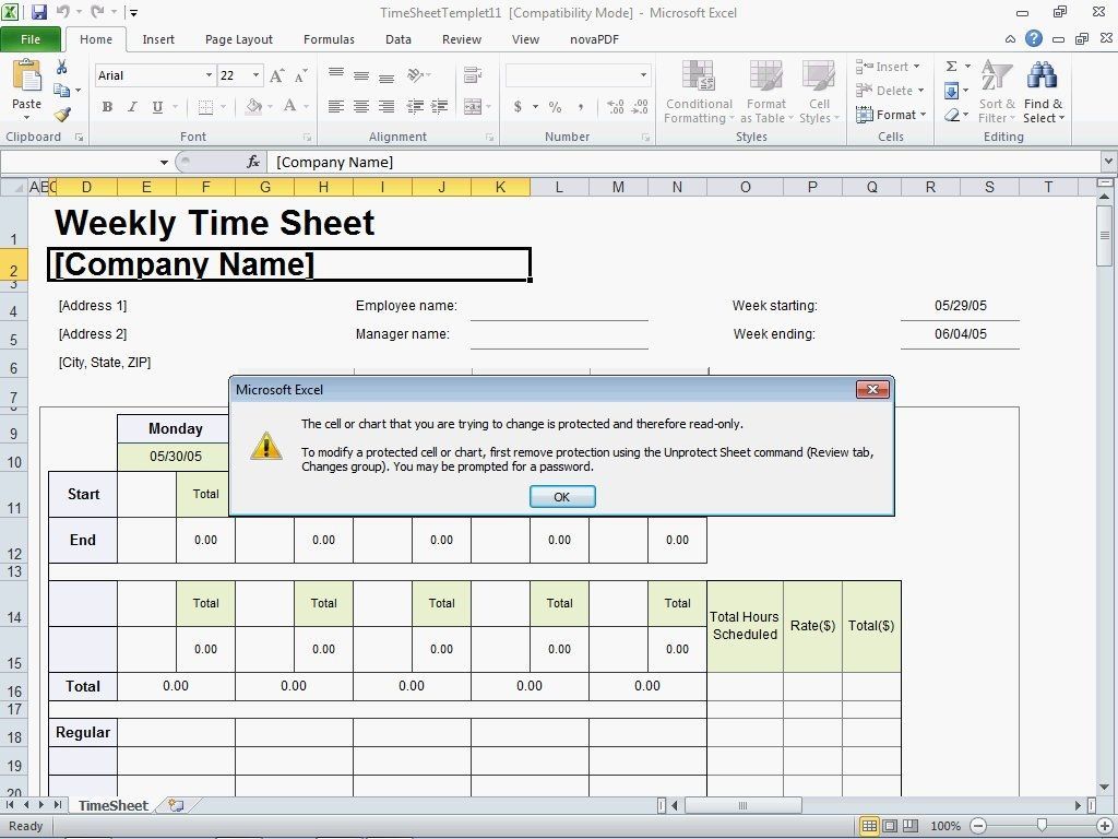 Excel Timesheet Template Software - Screenshot #2