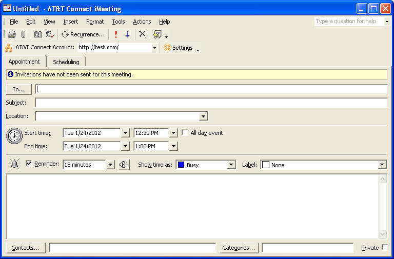 AT&T Connect Outlook Add-in - Screenshot #1