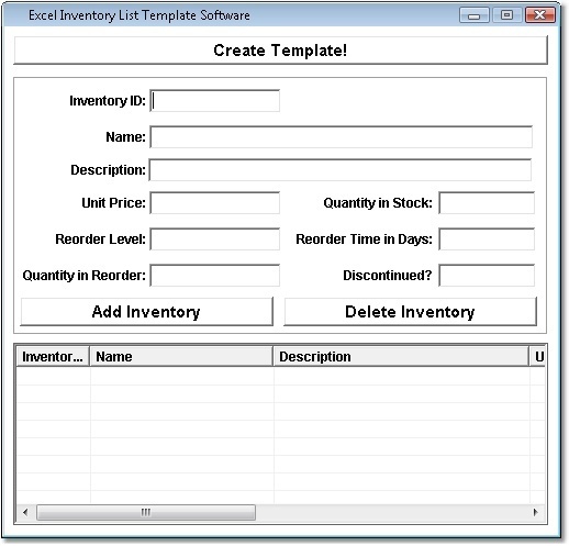 Excel Inventory List Template Software - Screenshot #2