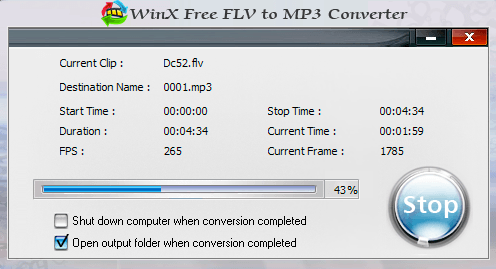WinX Free FLV to MP3 Converter - Screenshot #8