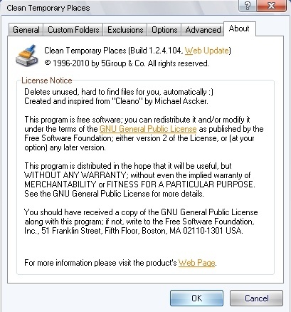 Clean Temporary Places - Screenshot #1