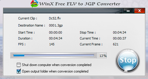 WinX Free FLV to 3GP Converter - Screenshot #8
