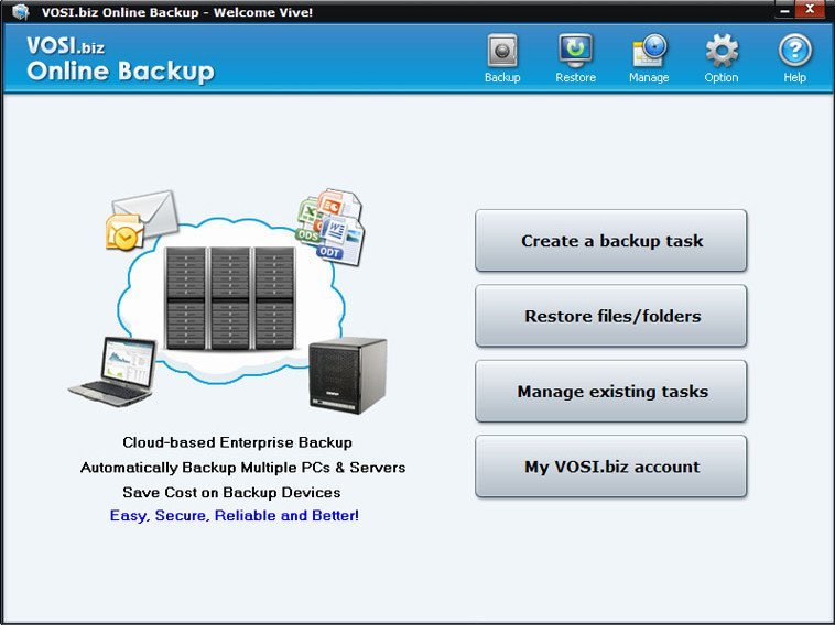 VOSI.biz Online Backup - Screenshot #1
