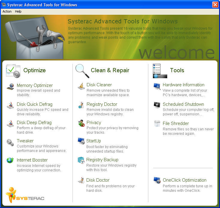 Systerac Advanced Tools for Windows 2010 - Screenshot #1