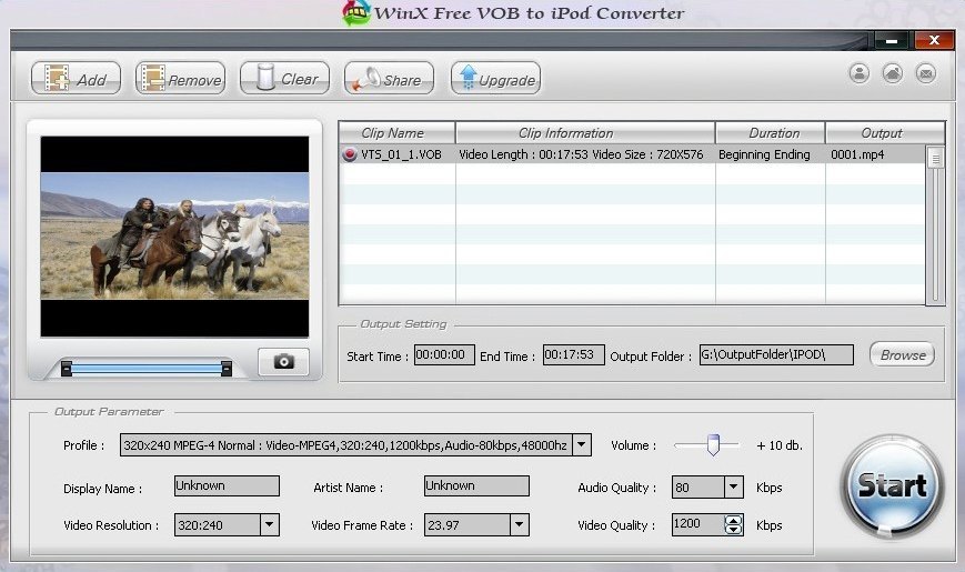 WinX Free VOB to iPod Converter - Screenshot #1