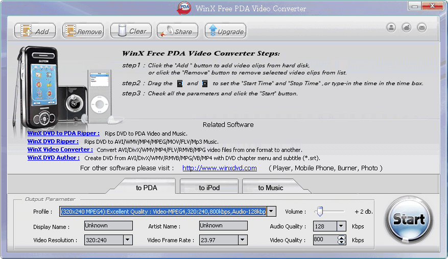 WinX Free PDA Video Converter - Screenshot #1