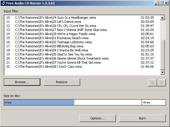 Free audio cd burner не добавляются файлы