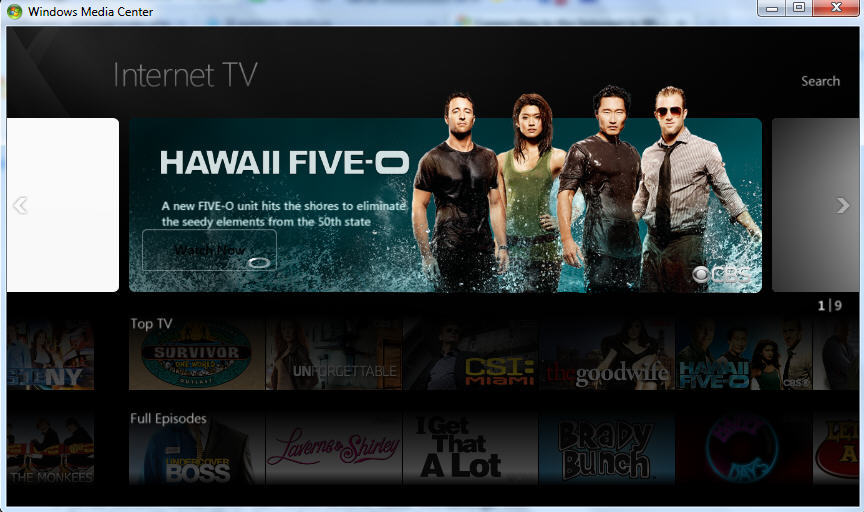 Internet TV for Windows Media Center - Screenshot #1