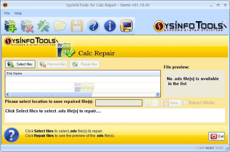 SysInfoTools Open Office Calc File Repair - Screenshot #1