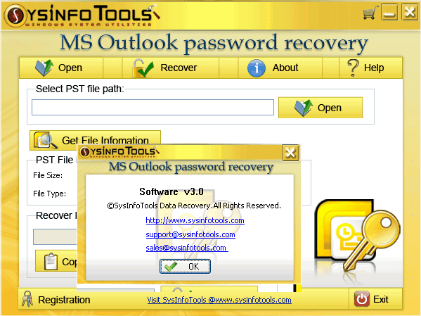 SysInfoTools Outlook PST Password Recovery - Screenshot #1