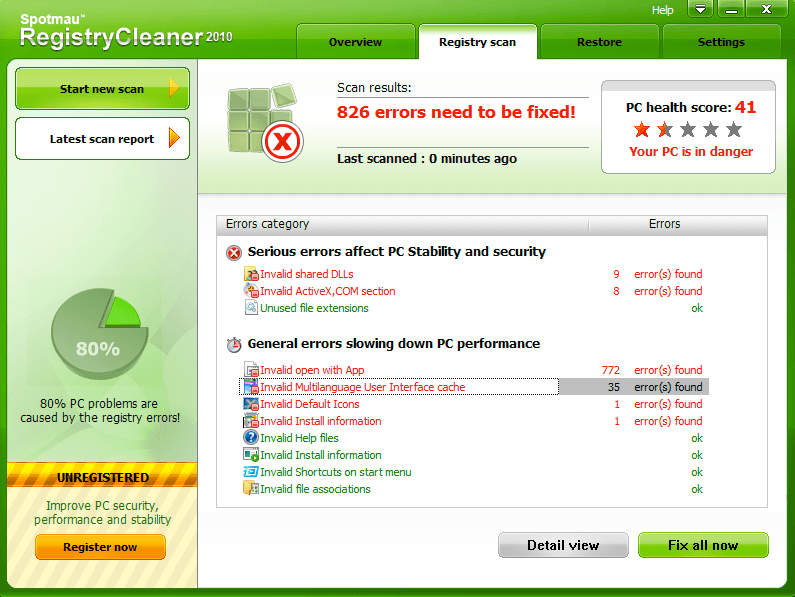 registry clean windows 7