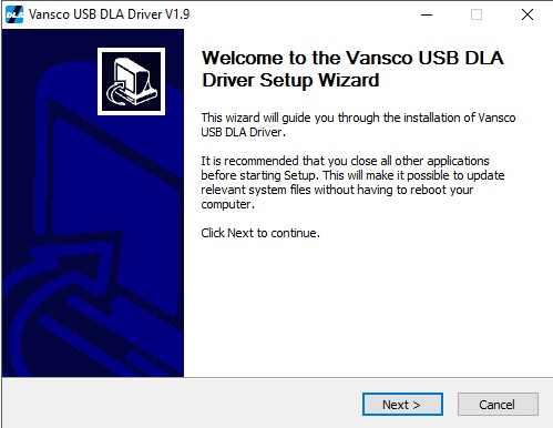 Vansco USB DLA Driver - Screenshot #1