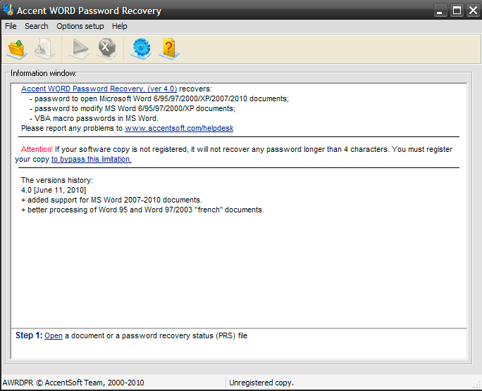 Accent WORD Password Recovery - Screenshot #12