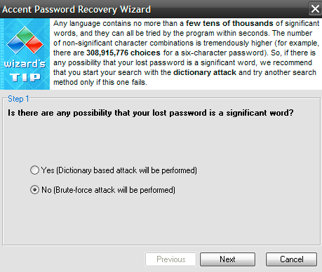 Accent WORD Password Recovery - Screenshot #11