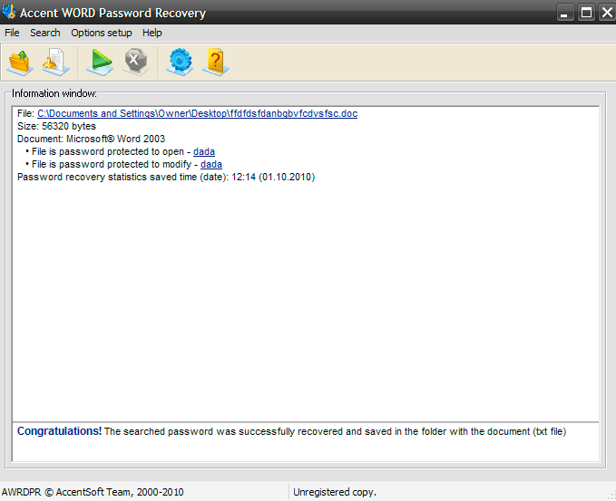 Accent WORD Password Recovery - Screenshot #10