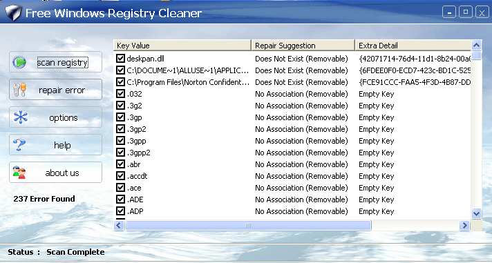 registry cleaner windows