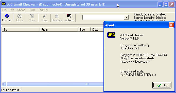 JOC Email Checker - Screenshot #1