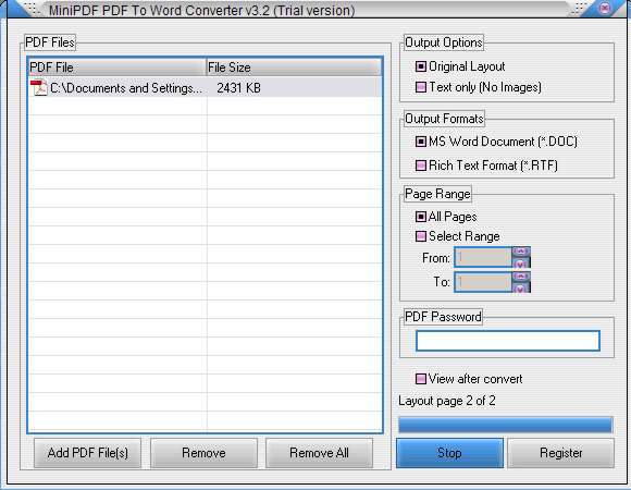 Mini PDF To Word Converter - Screenshot #6