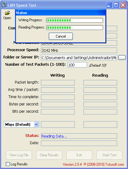 Lan speed test