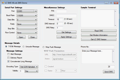 Logiccode GSM SMS ActiveX Dll - Screenshot #1