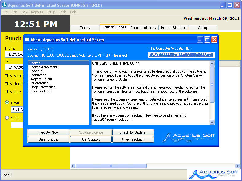 Aquarius Soft BePunctual Server - Screenshot #2