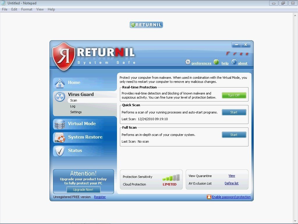 Returnil System Safe 2011 - Screenshot #2