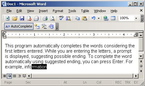 AutoComplete for MS Word latest version - Get best Windows software