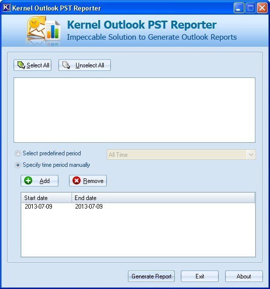 Kernel Outlook PST Reporter - Screenshot #1
