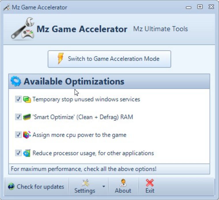 Mz Game Accelerator - Screenshot #1