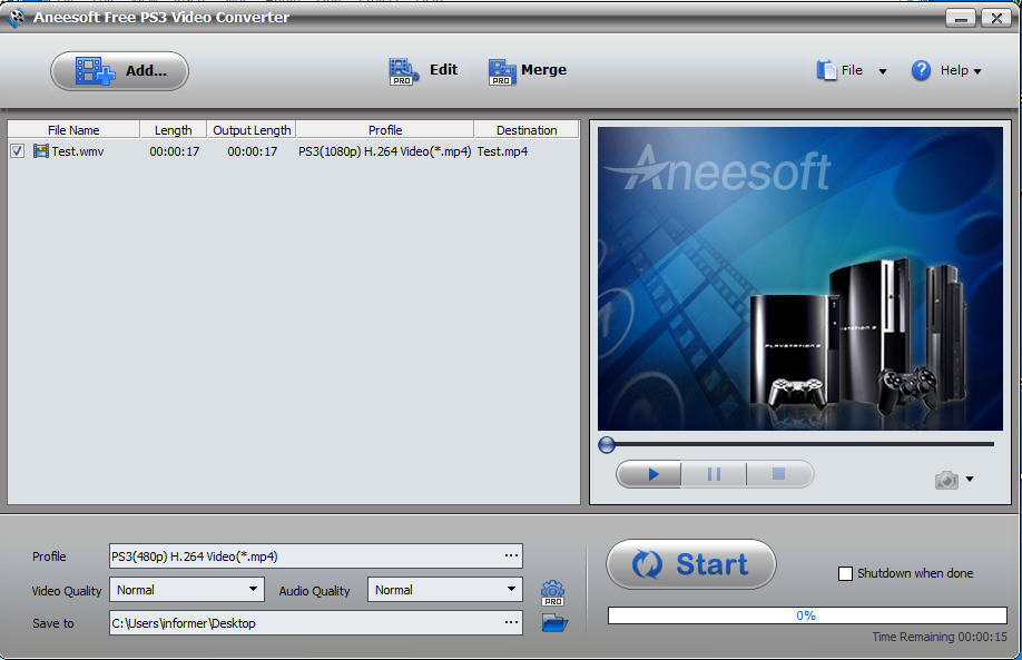 Aneesoft Free PS3 Video Converter - Screenshot #3