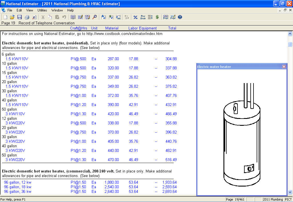 2011 National Plumbing and HVAC Estimator download for