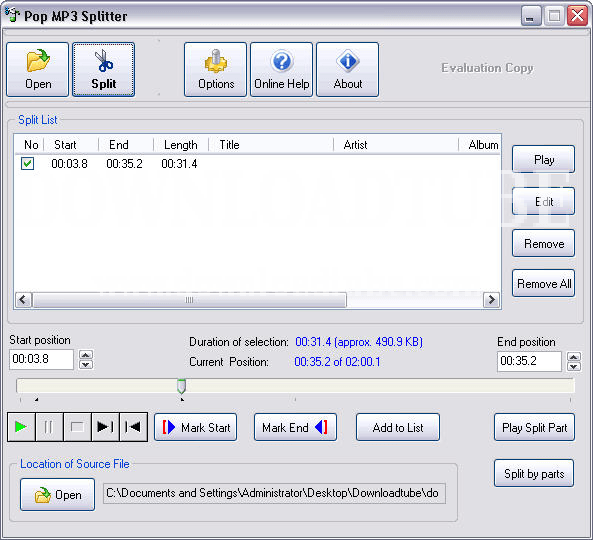 Pop MP3 Splitter latest version - Get best Windows software
