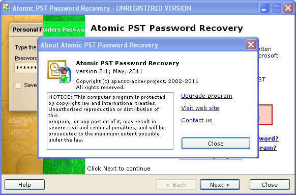 Atomic PST Password Recovery - Screenshot #1