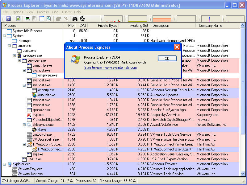 process explorer sysinternals