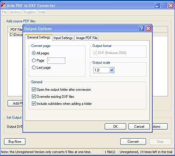 Aide pdf to dxf converter как пользоваться