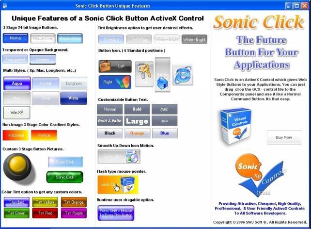 Sonic Click Ultra Button ActiveX Control Demo Studio - Screenshot #1