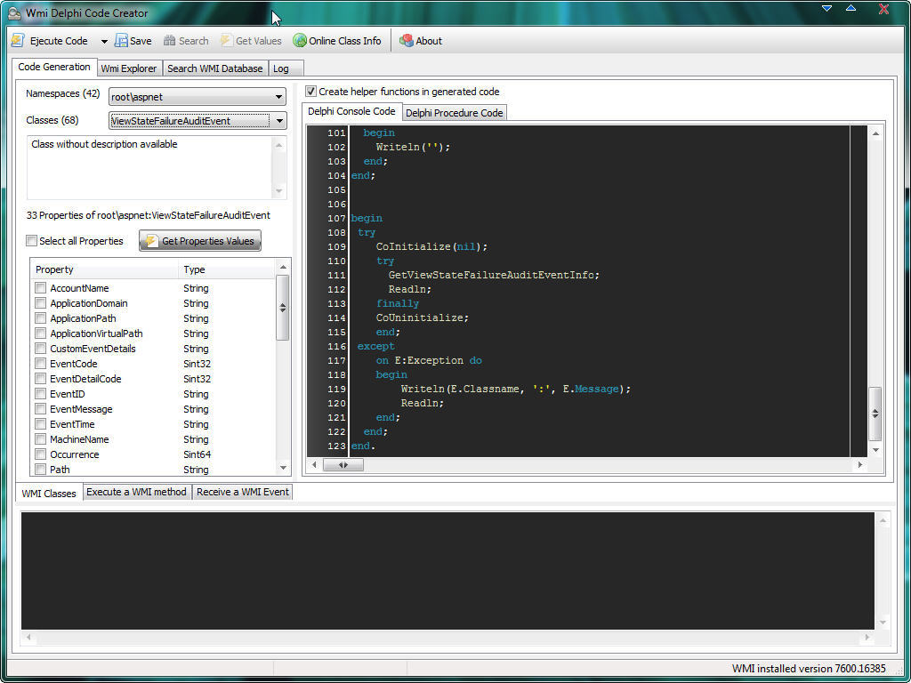 Wmi Delphi Code Creator download for free - SoftDeluxe