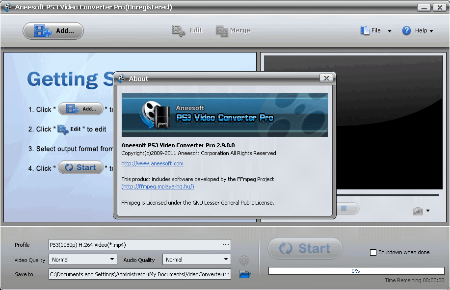 Aneesoft PS3 Video Converter Pro - Screenshot #1